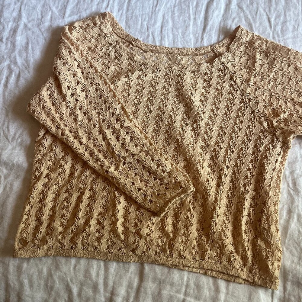 Lace brown sweater top - Original American Apparel (MADE IN USA)